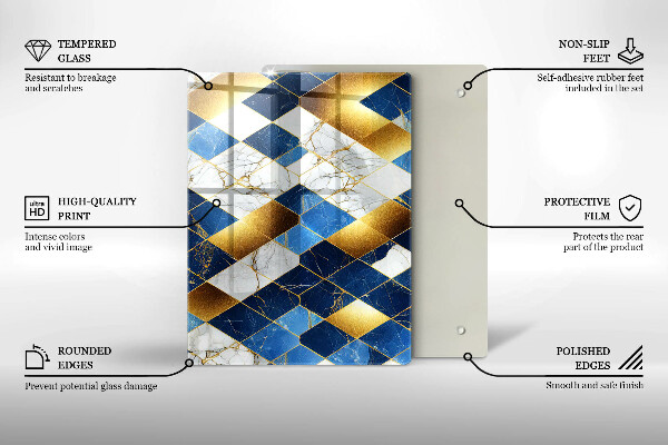 Copri piano cottura Rombi di marmo dorato