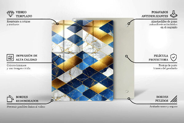 Copri piano cottura Rombi di marmo dorato