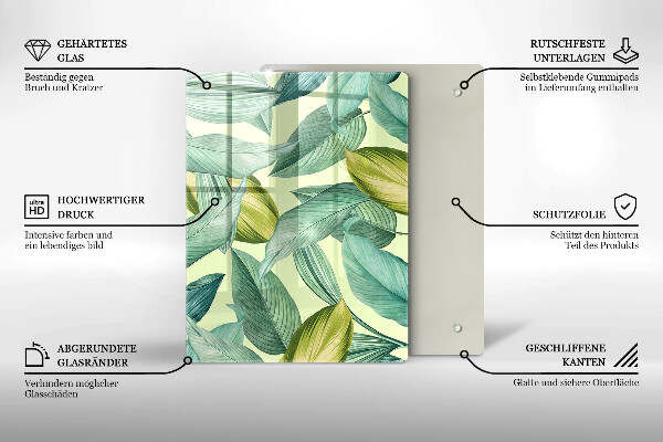 Copri piano cottura Foglie tropicali verdi