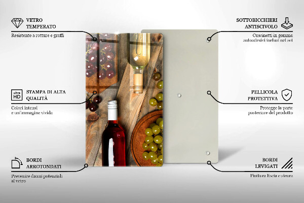Copri piano cottura Bottiglie di vino e uva