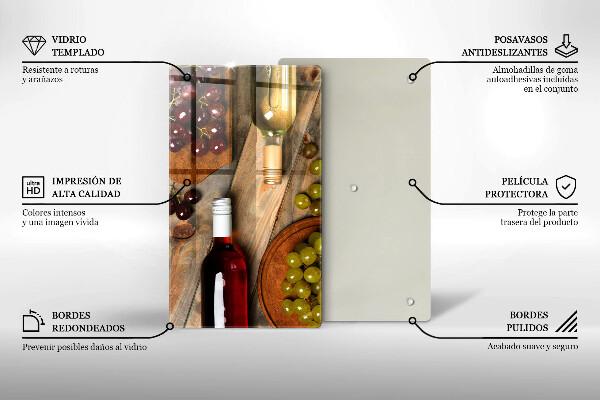 Copri piano cottura Bottiglie di vino e uva