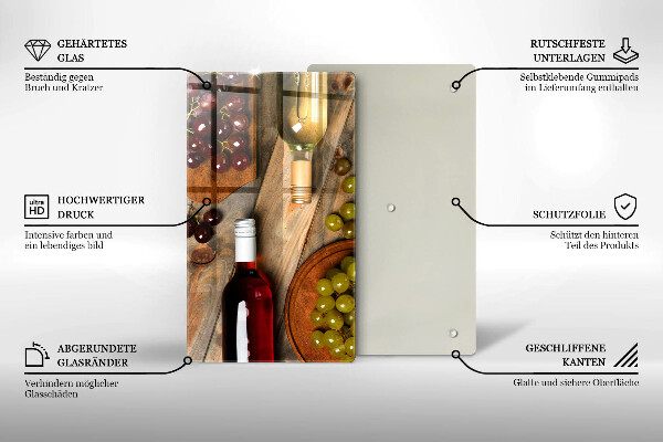 Copri piano cottura Bottiglie di vino e uva