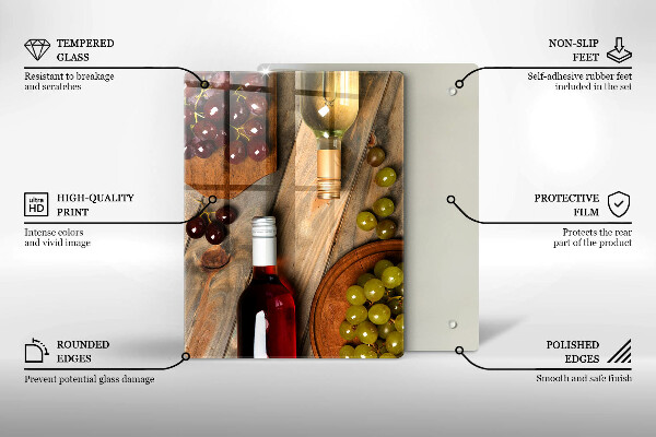 Copri piano cottura Bottiglie di vino e uva