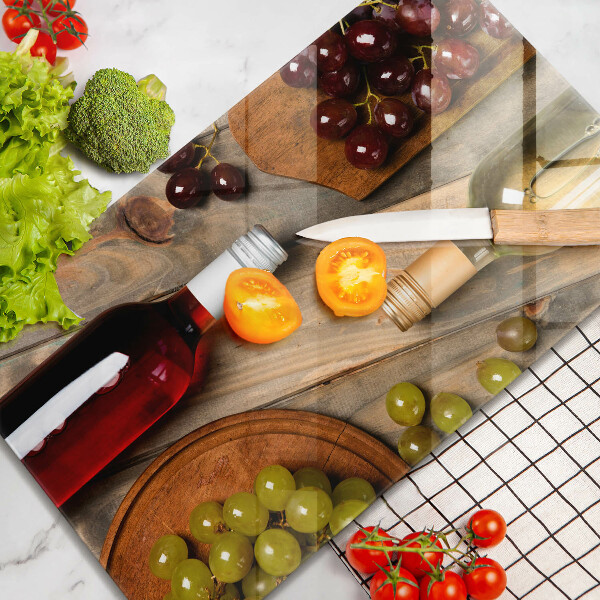 Copri piano cottura Bottiglie di vino e uva