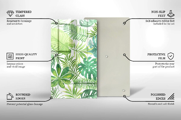 Copri piano induzione Foglie boho dell'acquerello