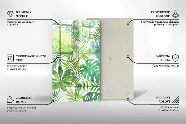 Copri piano induzione Foglie boho dell'acquerello