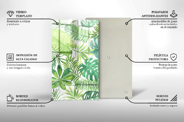 Copri piano induzione Foglie boho dell'acquerello