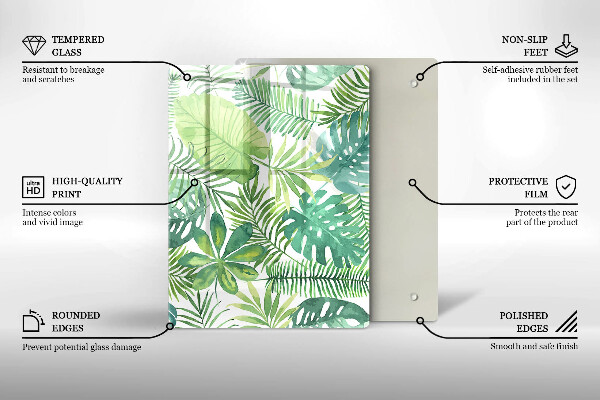 Copri piano induzione Foglie boho dell'acquerello