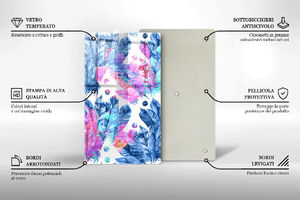 Copri piano induzione Illustrazione di piume boho