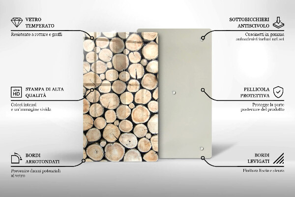 Copri piano induzione Tronchi d'albero in legno