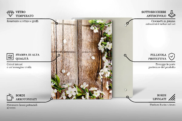Copri piano induzione Fiori bianchi sulle tavole