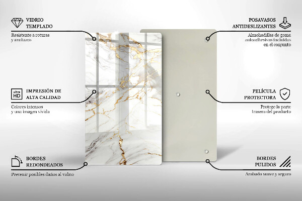 Copri piano induzione Marmo chiaro con oro