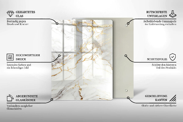 Copri piano induzione Marmo chiaro con oro