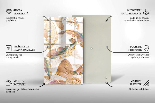 Copri piano induzione Piume e foglie boho