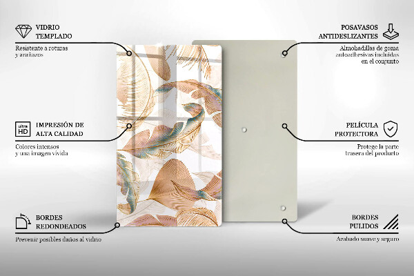 Copri piano induzione Piume e foglie boho