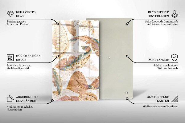 Copri piano induzione Piume e foglie boho