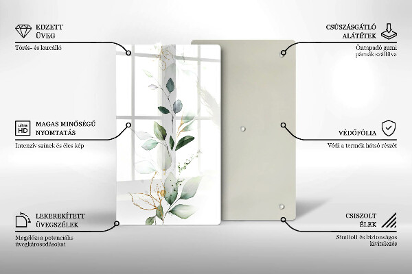 Copri fornello cucina Foglie ad acquerello