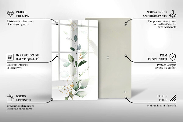 Copri fornello cucina Foglie ad acquerello