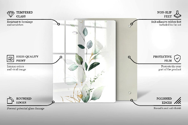 Copri fornello cucina Foglie ad acquerello