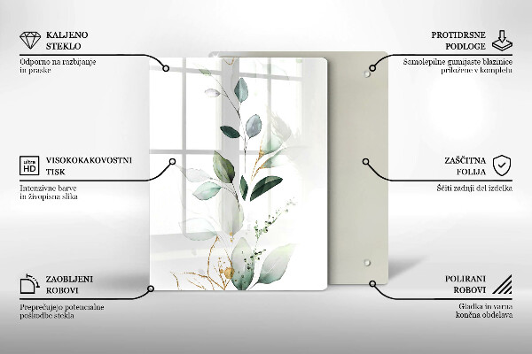 Copri fornello cucina Foglie ad acquerello