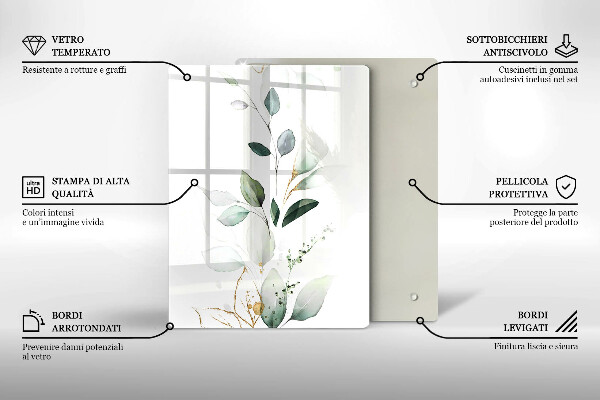 Copri fornello cucina Foglie ad acquerello