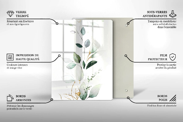 Copri fornello cucina Foglie ad acquerello