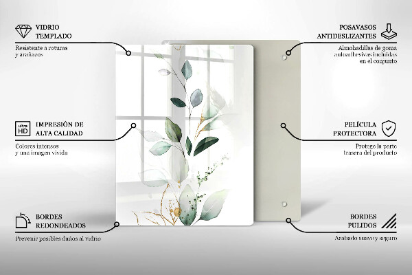 Copri fornello cucina Foglie ad acquerello