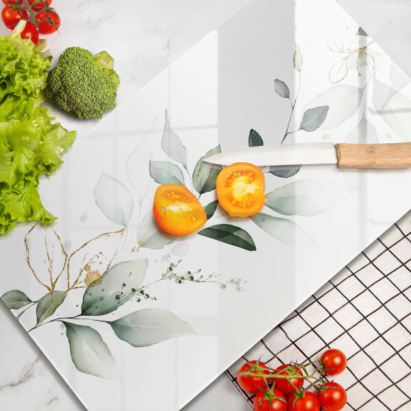 Copri fornello cucina Foglie ad acquerello