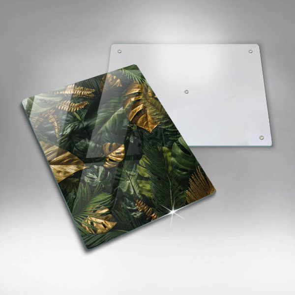 Copri fornello cucina Foglie dorate di monstera