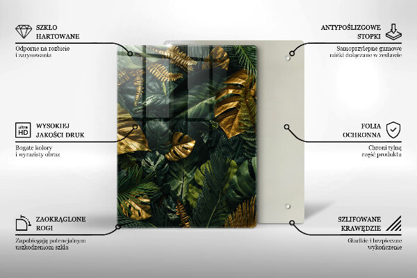 Copri fornello cucina Foglie dorate di monstera