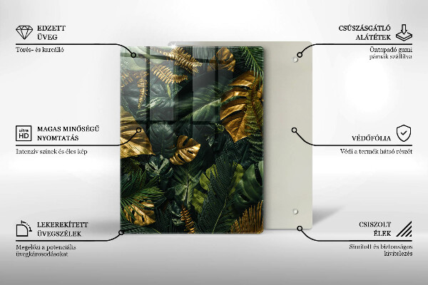 Copri fornello cucina Foglie dorate di monstera