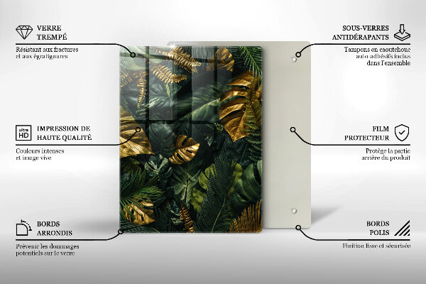 Copri fornello cucina Foglie dorate di monstera