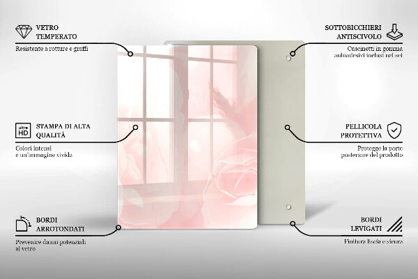 Copri piano induzione Sfondo di rose pastello