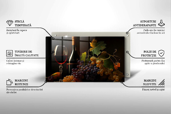 Copri piano induzione Bicchiere di vino e uva