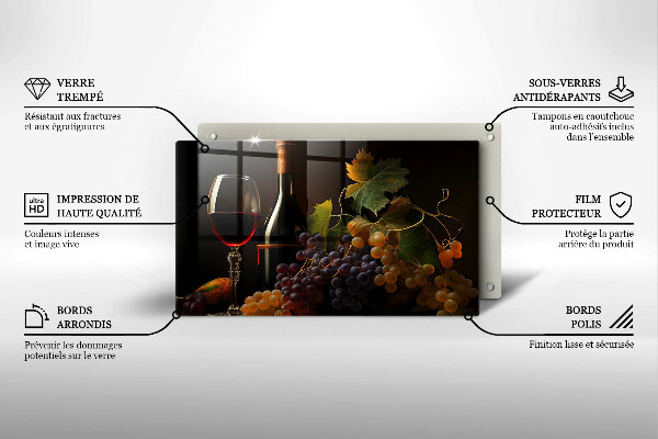 Copri piano induzione Bicchiere di vino e uva