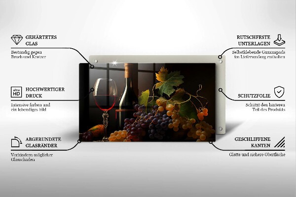 Copri piano induzione Bicchiere di vino e uva