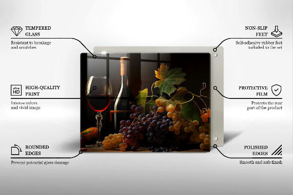 Copri piano induzione Bicchiere di vino e uva