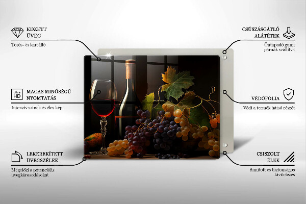 Copri piano induzione Bicchiere di vino e uva