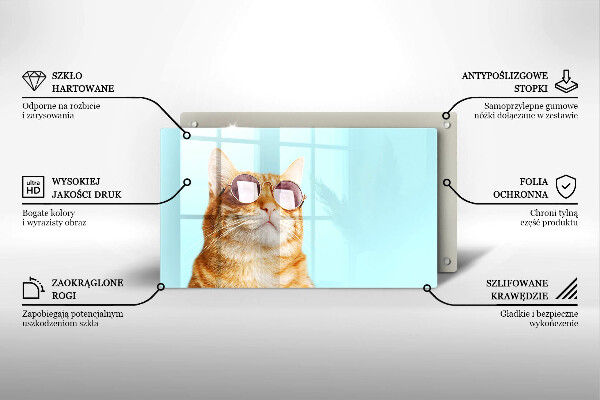 Copri piano cottura Gatto rosso con gli occhiali