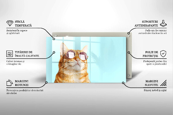 Copri piano cottura Gatto rosso con gli occhiali