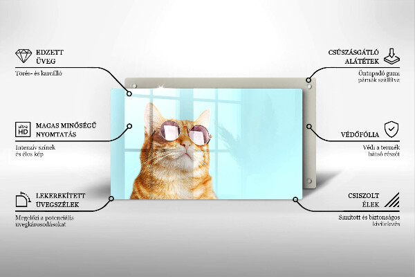 Copri piano cottura Gatto rosso con gli occhiali