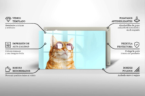 Copri piano cottura Gatto rosso con gli occhiali