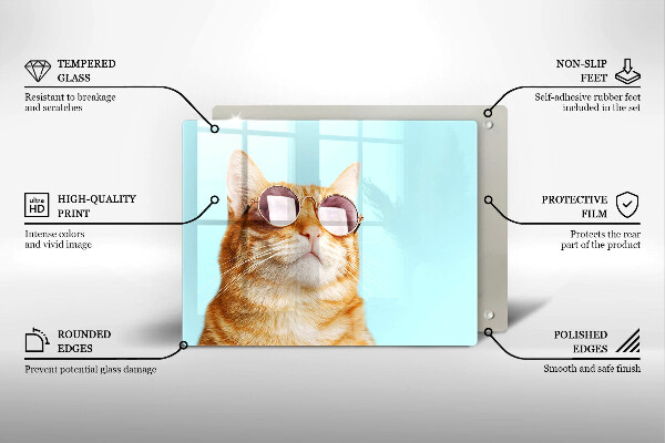 Copri piano cottura Gatto rosso con gli occhiali