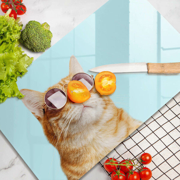 Copri piano cottura Gatto rosso con gli occhiali