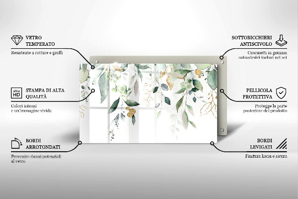 Copri piano induzione Foglie ad acquerello