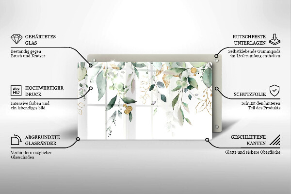 Copri piano induzione Foglie ad acquerello