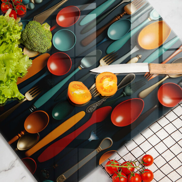 Copri piano cucina Cucchiai e forchette colorati