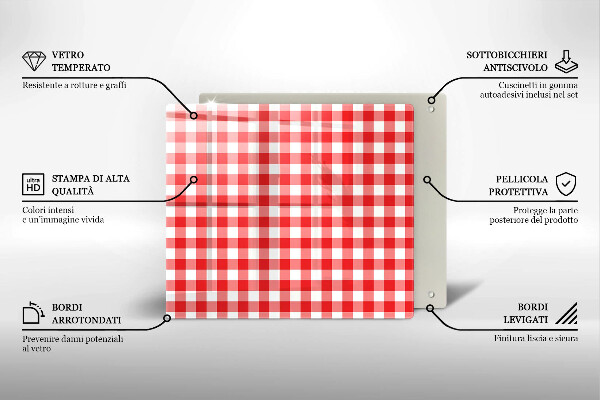 Copertura piano induzione Motivo a quadretti rossi e bianchi