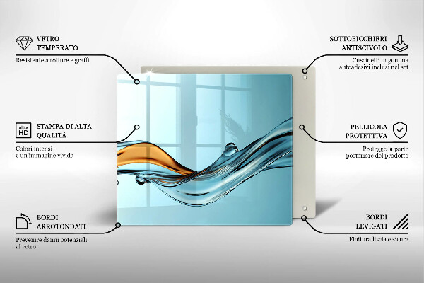 Copertura piano induzione Acqua su sfondo blu