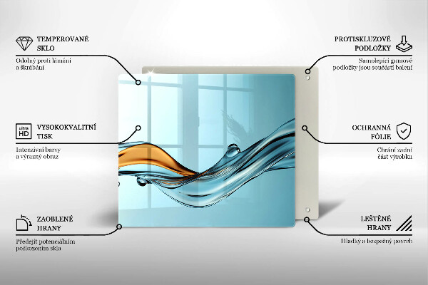 Copertura piano induzione Acqua su sfondo blu